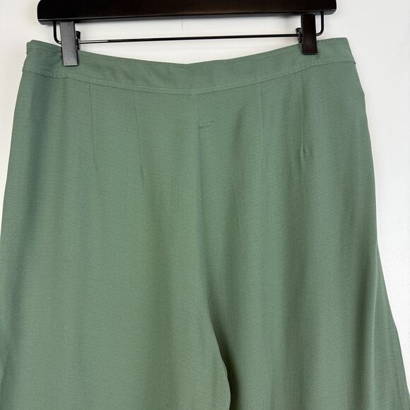 Eileen Fisher Silk Wide Leg Crepe Culotte Crop Pants in Nori Green - Size 6 - Picture 6 of 11
